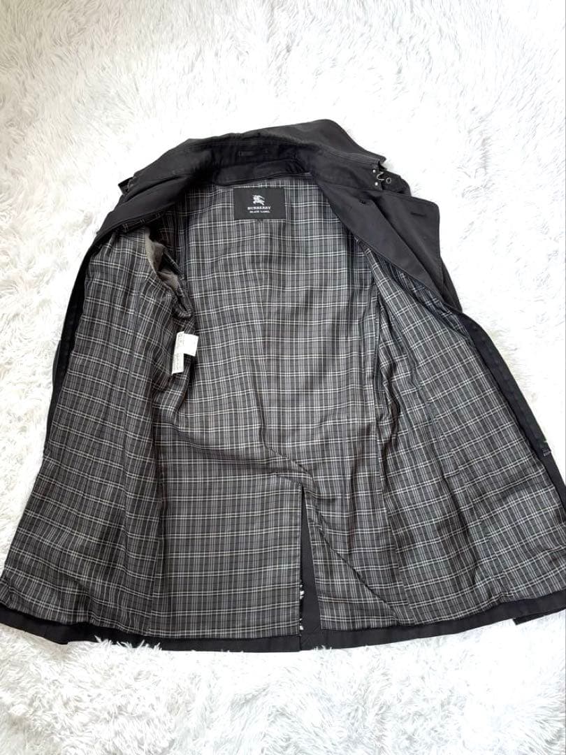 美品 バーバリーブラックレーベル トレンチコート 黒ノバチェック 大きいサイズ