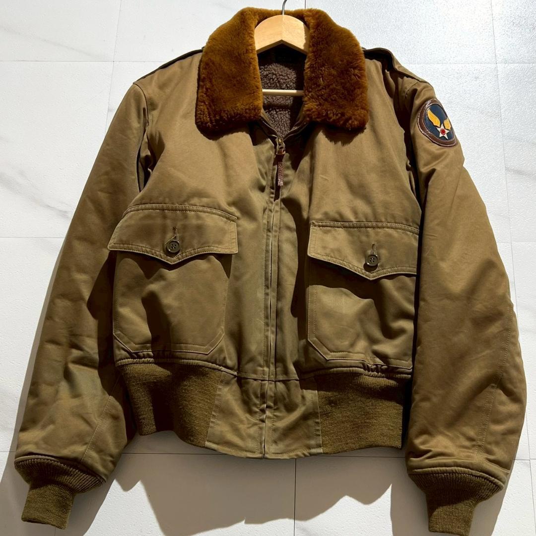 美品　リアルマッコイズ　B-10　フライトジャケット　ムートン襟　アルパカ