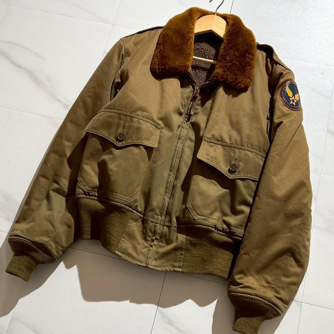 美品　リアルマッコイズ　B-10　フライトジャケット　ムートン襟　アルパカ