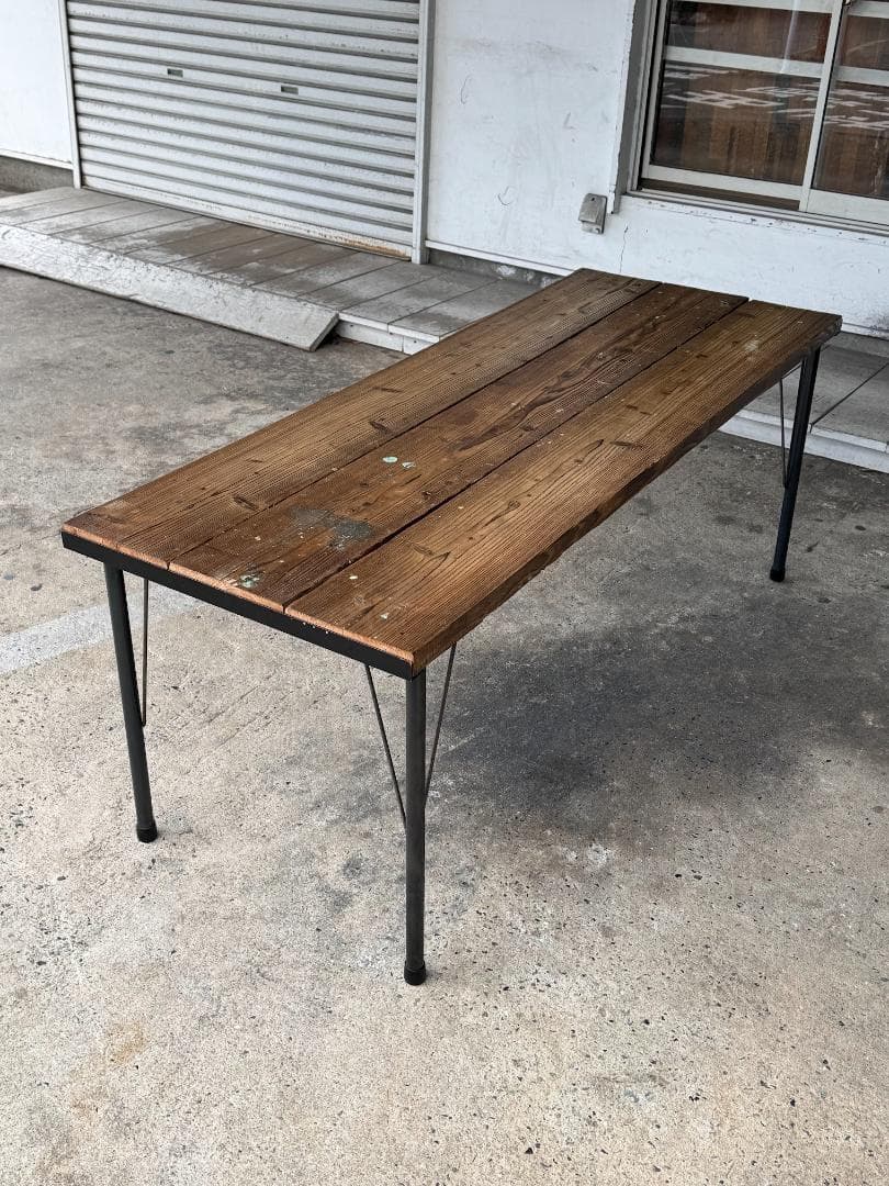 【高さ62.5cm】 古材 アイアン 低め 作業台 テーブル インダストリアル