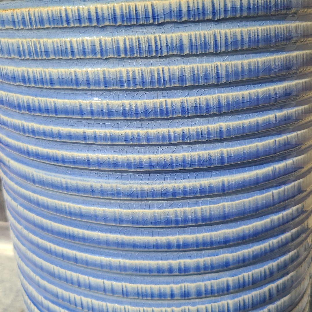 信楽焼傘立て  青釉  高さ４５cm