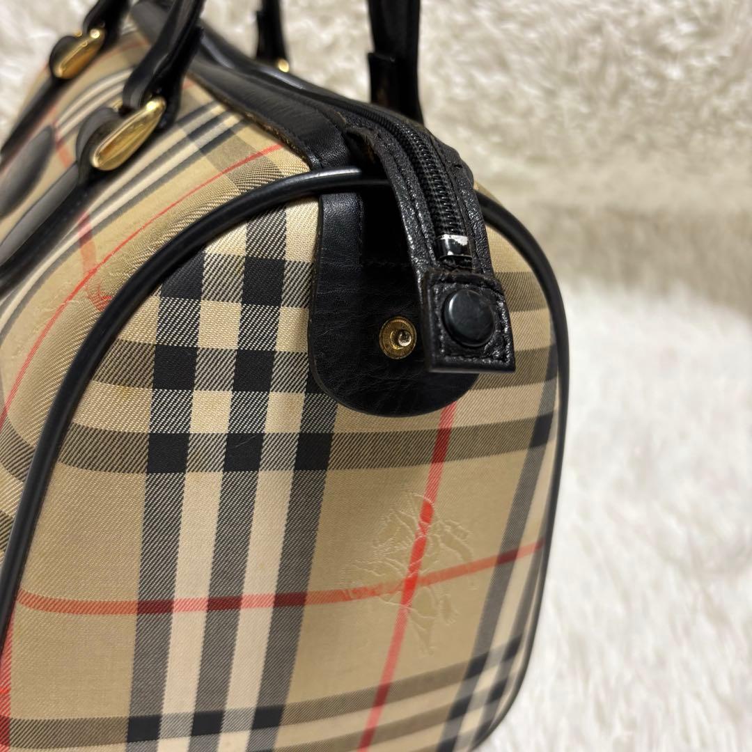 美品★バーバリー ミニボストンバッグ ノバチェック シャドーホース　黒