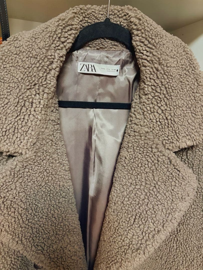 ZARA ダブルブレストテディベアコート Ｌ