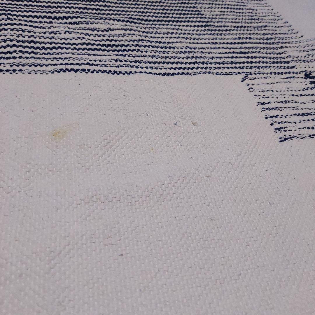 ZARA  コットン製 白と紺ストライプラグ 150×200cm