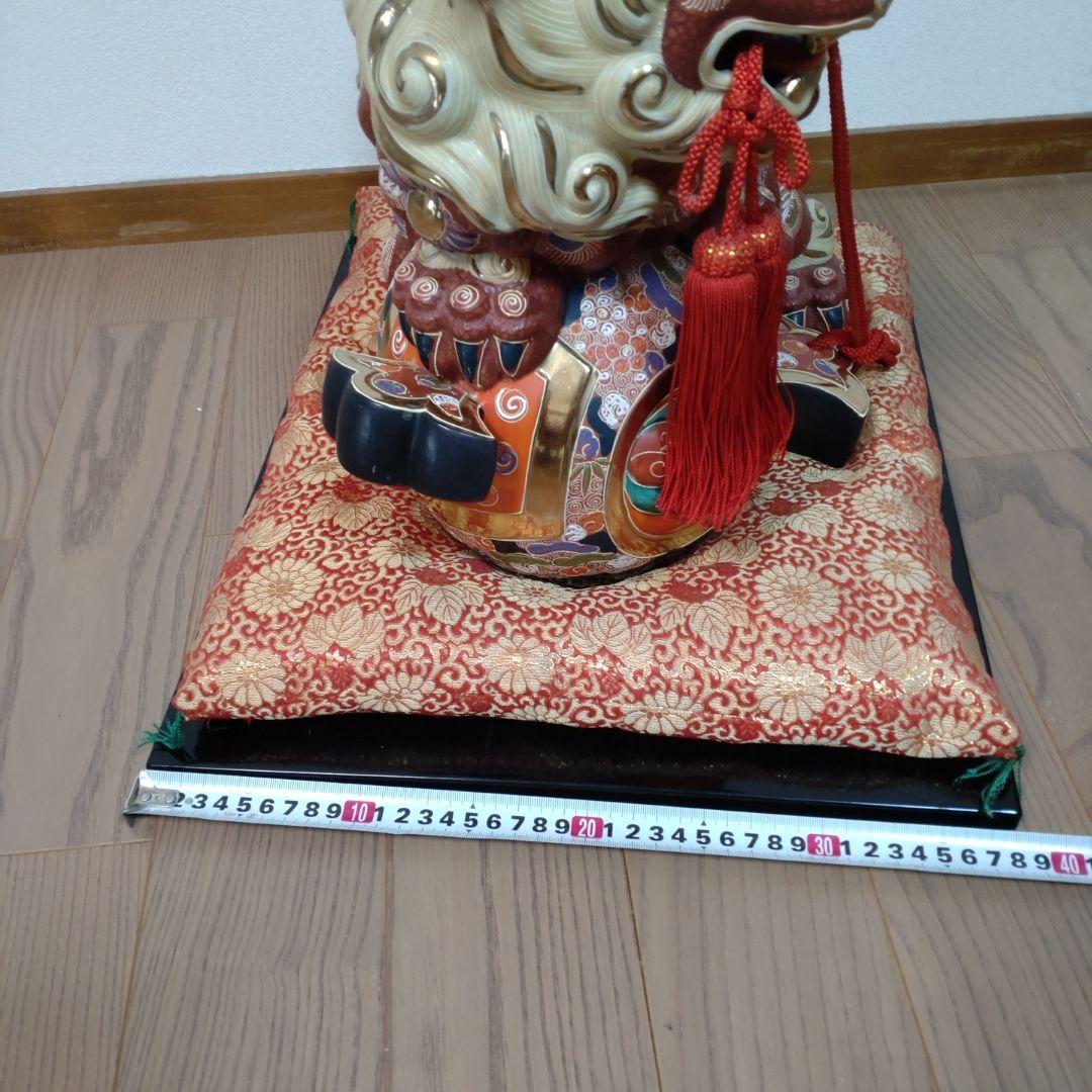 超美品　九谷焼　大型の唐獅子　打出の小槌