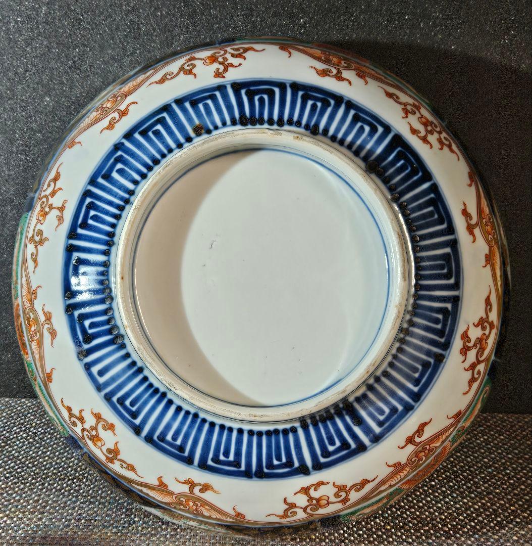 【名品❗️】江戸時代後期　古伊万里　錦手　羊歯唐草文　金彩色絵　27.3cm大鉢