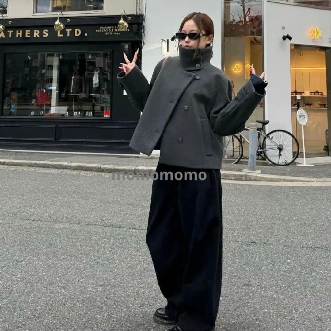 完売品⭐︎ZARA ハイネックショートコート XS グレーマール