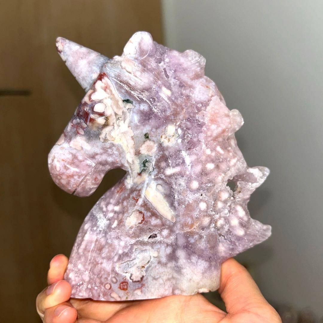 ピンクアメジスト 桜瑪瑙 パープル ユニコーン ジオード 結晶 天然石 613g