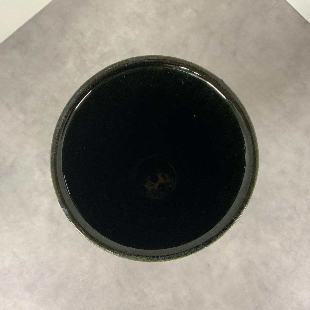 ヴィンテージ 陶器 ベース ストライプ ブラック×ホワイト 花器 花瓶