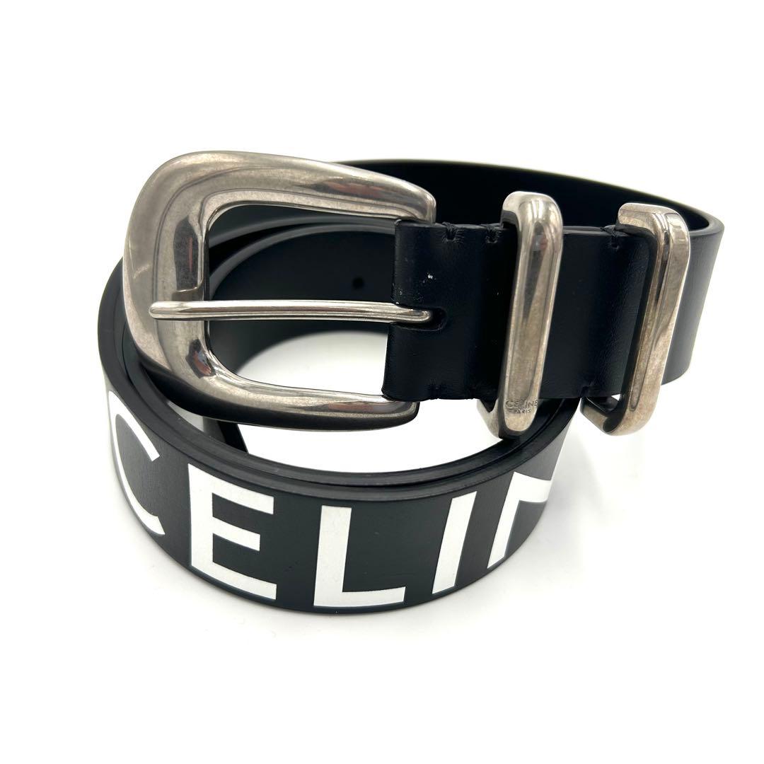 CELINE セリーヌ ウエスタンベルト ロゴ レザー ブラック