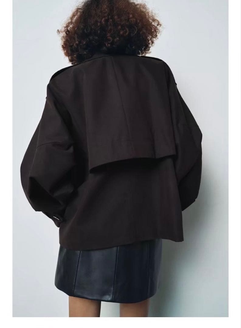 ZARA ZWコレクションショート丈トレンチコート　ブラウンM