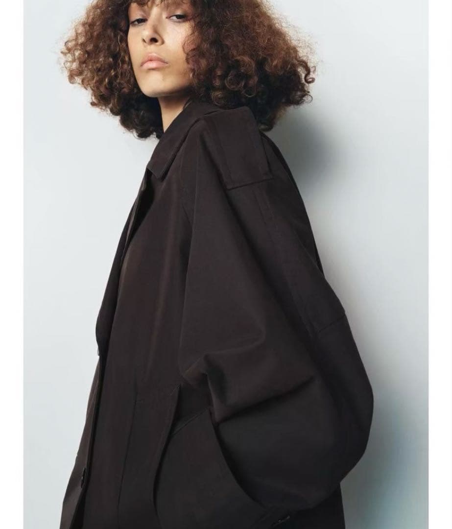 ZARA ZWコレクションショート丈トレンチコート　ブラウンM