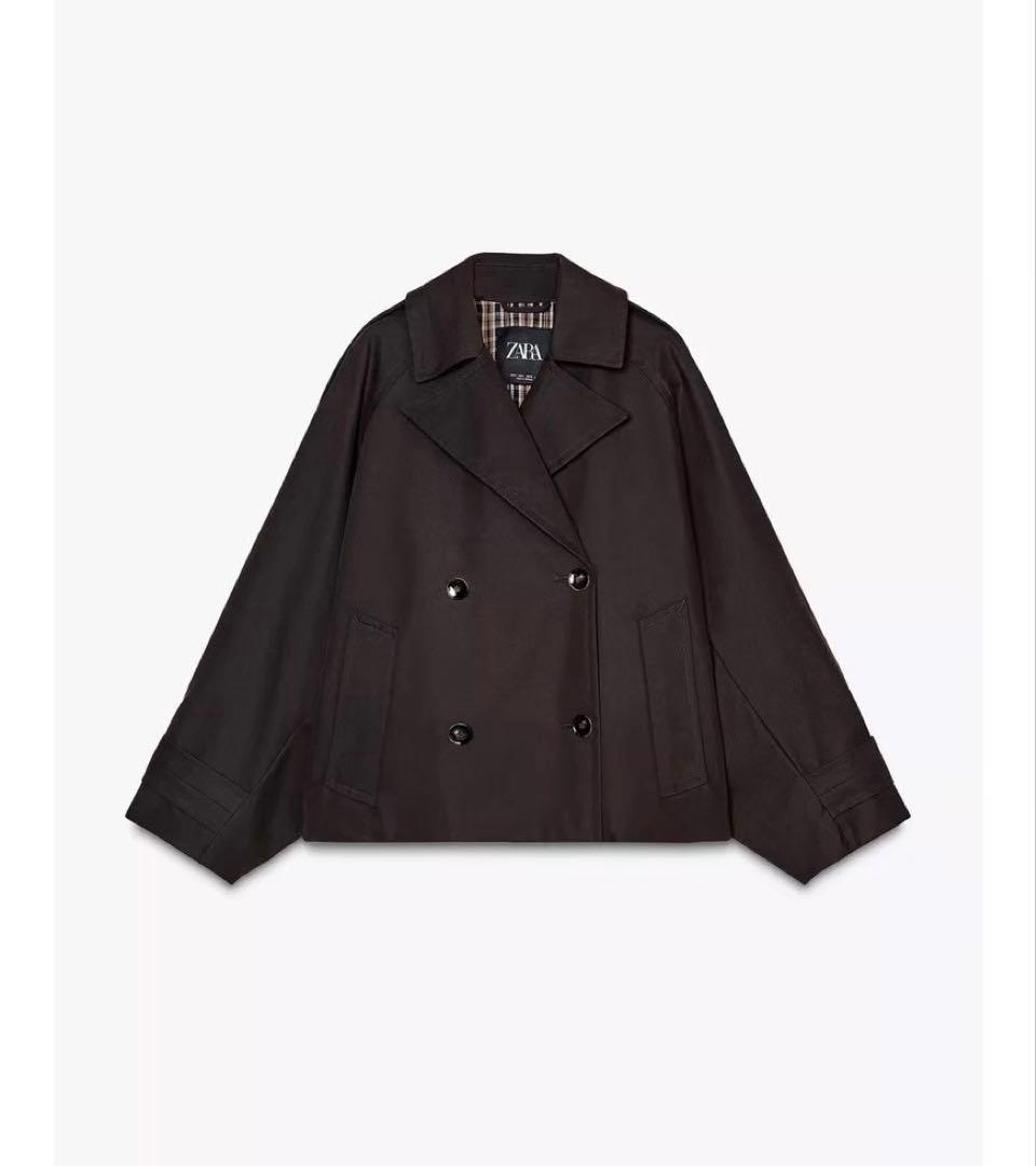 ZARA ZWコレクションショート丈トレンチコート　ブラウンM