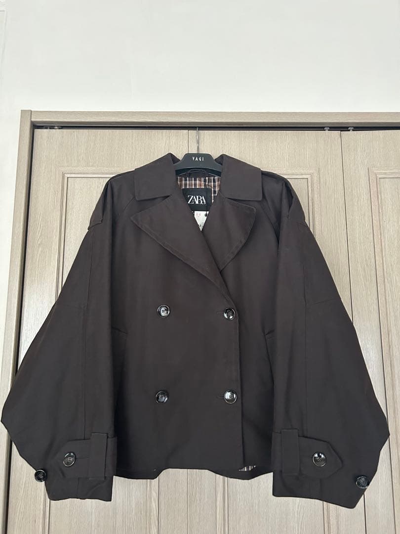 ZARA ZWコレクションショート丈トレンチコート　ブラウンM
