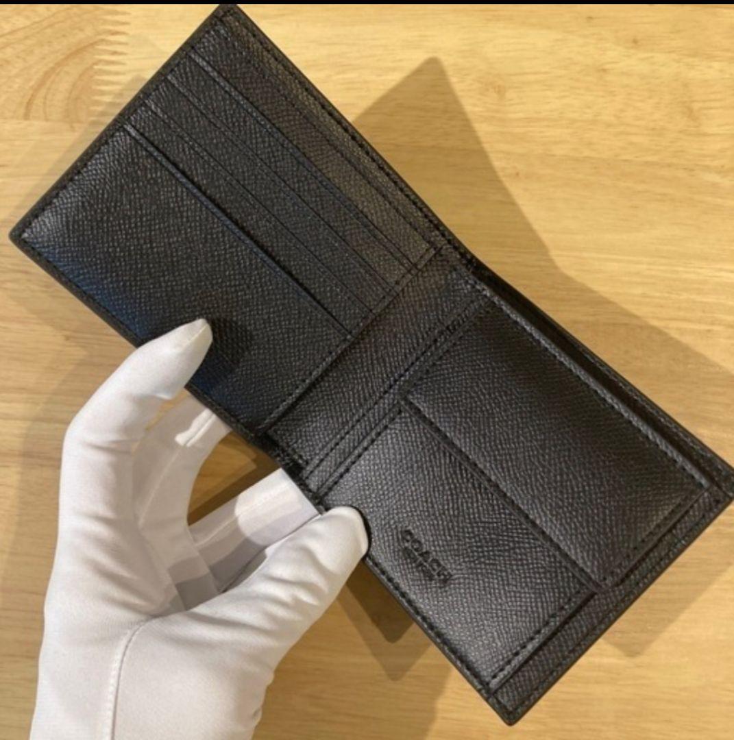 新品未使用品 COACH コーチ 二つ折り財布 ブラック CJ883 Cロゴ