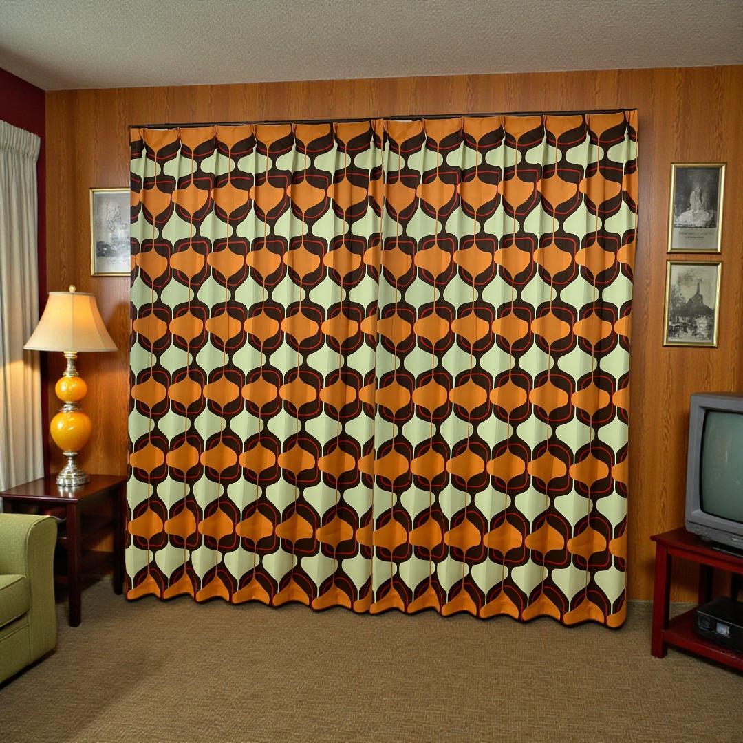 ミッドセンチュリー レトロ 昭和 ドレープカーテン×2組でお得な割引価格