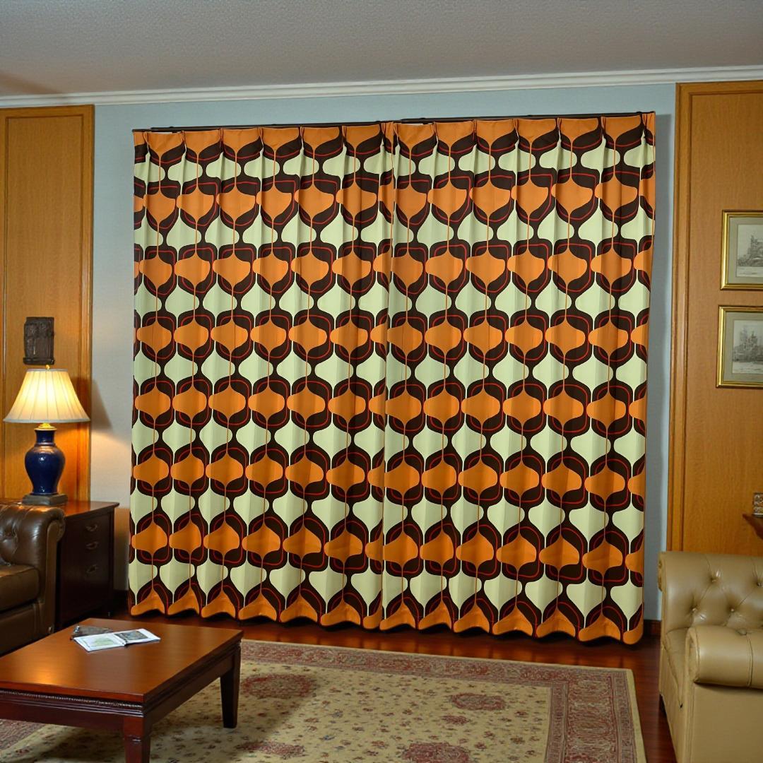 ミッドセンチュリー レトロ 昭和 ドレープカーテン×2組でお得な割引価格