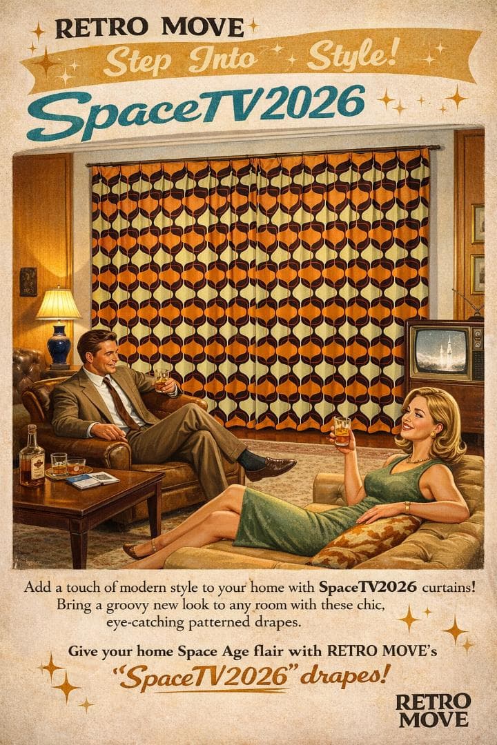 ミッドセンチュリー レトロ 昭和 ドレープカーテン×2組でお得な割引価格