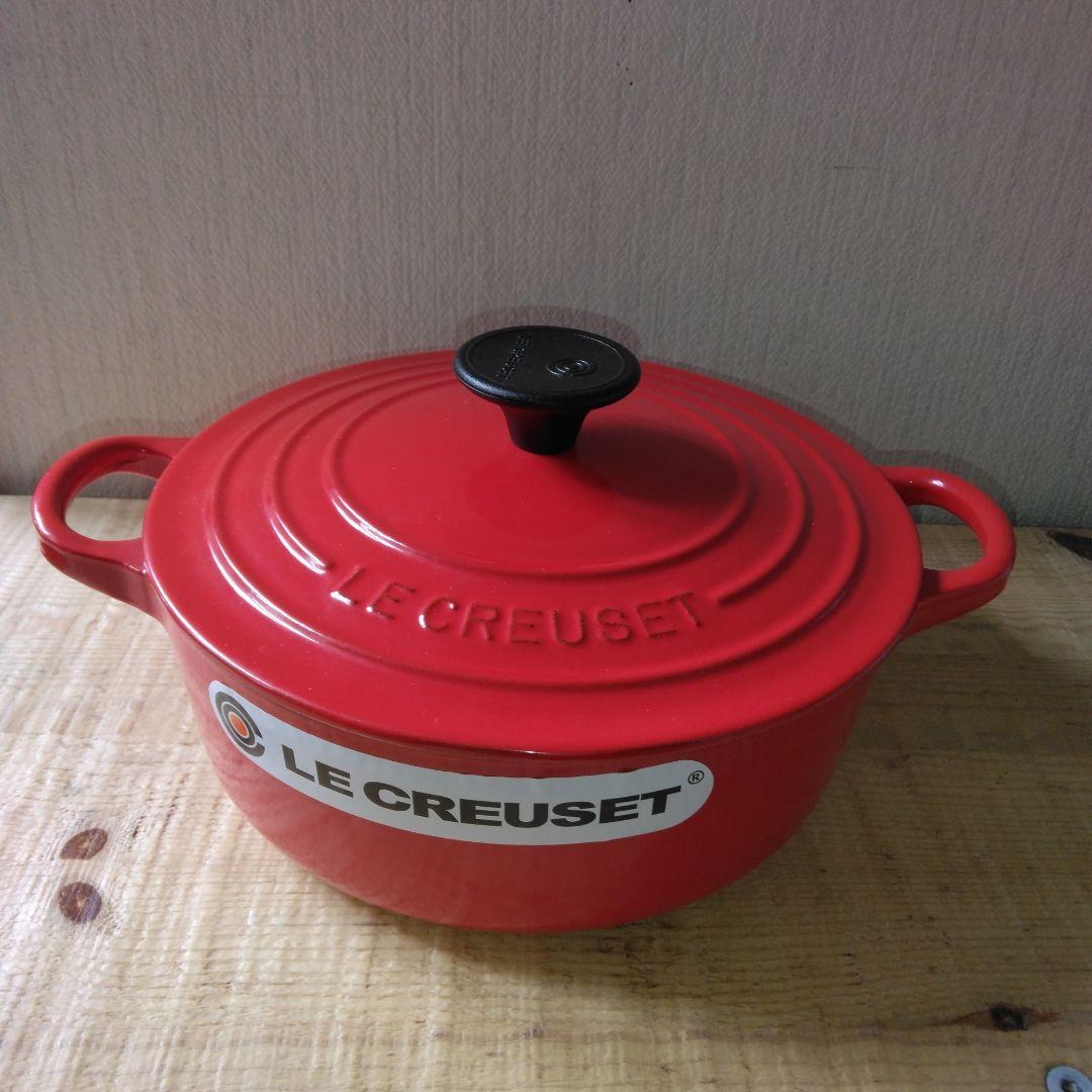 【未使用】ル・クルーゼ LE CREUSET ココット・ロンド18cm レッド系