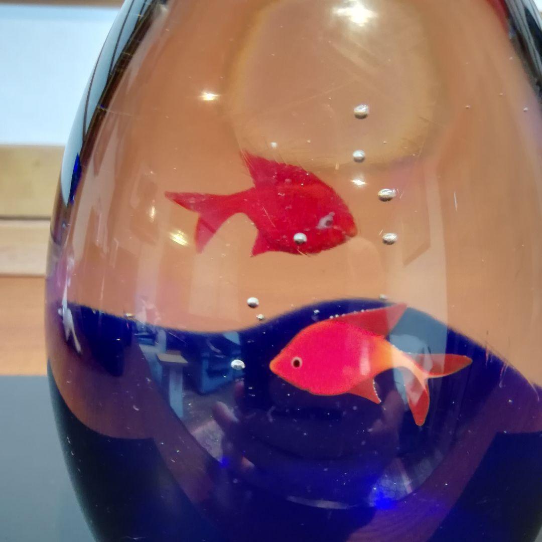ベネチアングラス　ベネチア　置物　魚　卵形　作家物　一点物　アクアリウム　工芸品