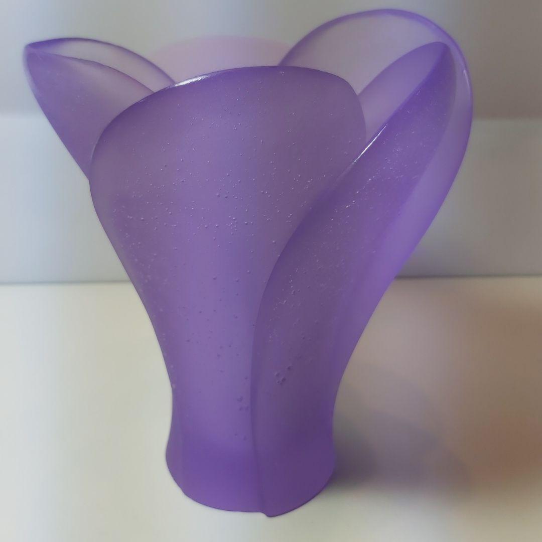 ドーム フランス クリスタル 花瓶 花器 新品 アネモネ パープル 希少 素敵
