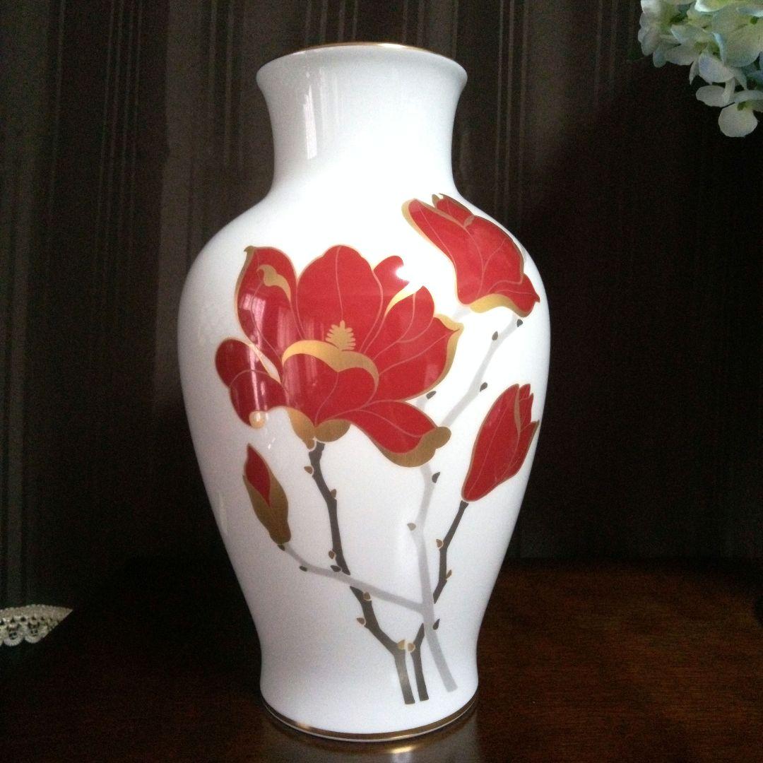 【 美品 】大倉陶園 花瓶 マグノリア 木蓮