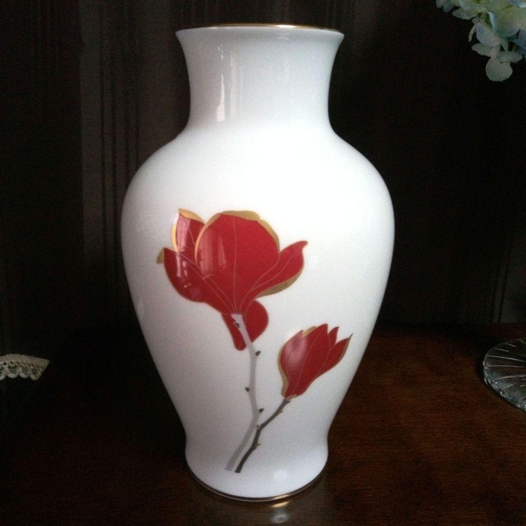 【 美品 】大倉陶園 花瓶 マグノリア 木蓮