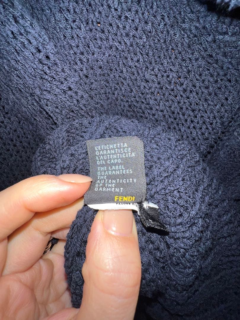FENDI ネイビー ショールカラーカーディガン