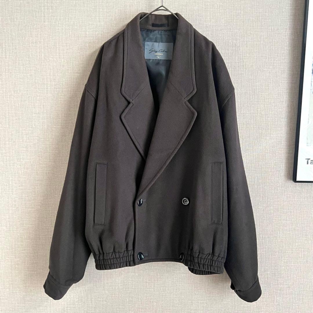 vintage ウールカシミヤ ダブルブレストジャケット ブルゾン ブラウン