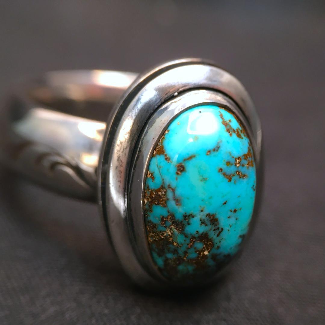 ターコイズ シルバーリング 17号 シルバーアクセサリー 指輪