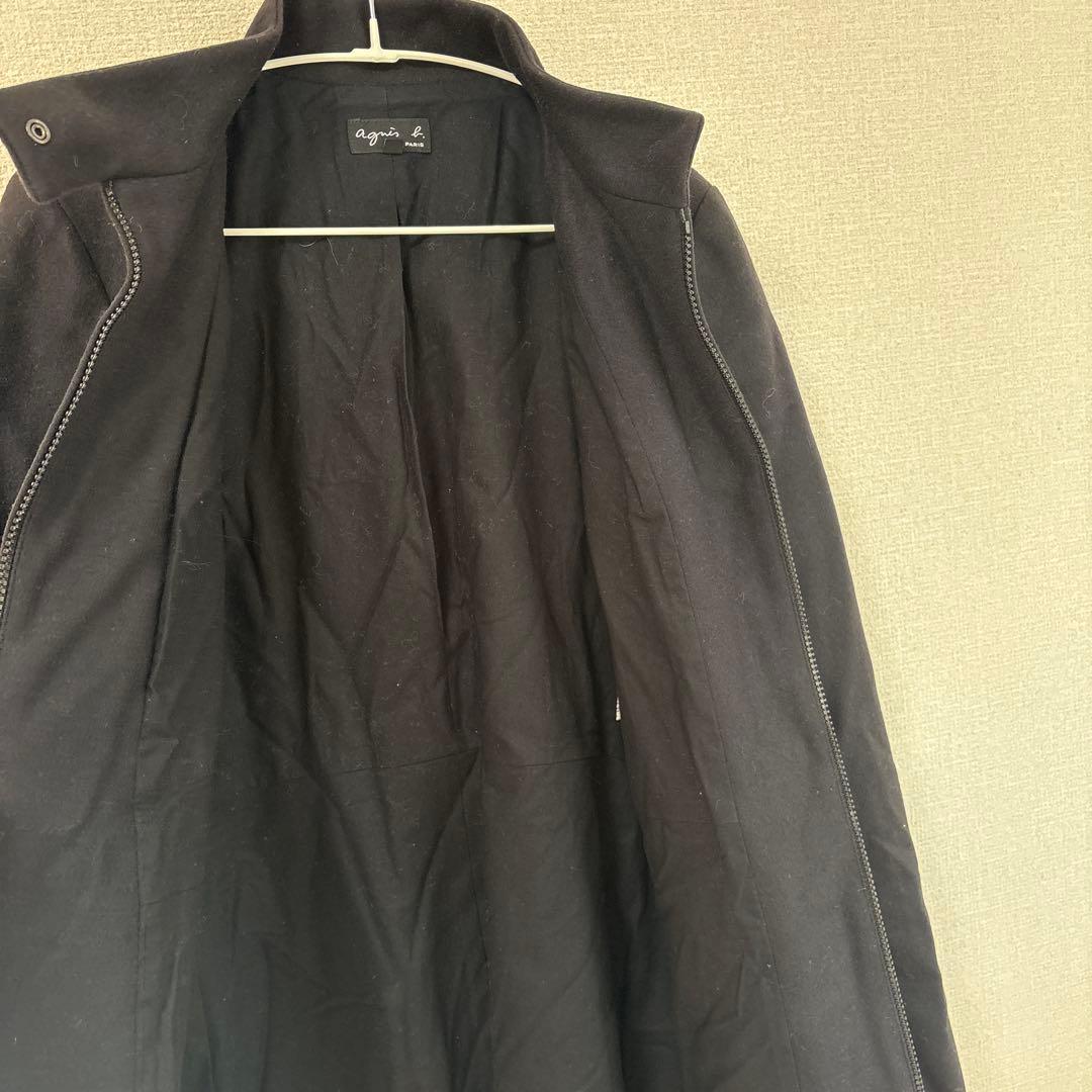 アニエスベー ウール ロングコート スタンドカラー 黒　M アウターセール❗️