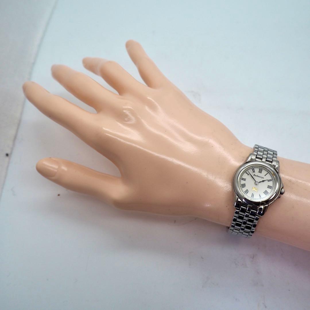 174 稼働 バーバリー レディース 時計 シルバー ホワイト ローマン