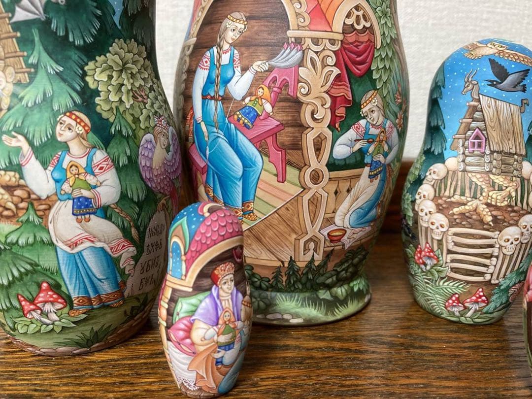 ロシア雑貨☆うるわしのワシリーサ民話マトリョーシカ(5P)オルガ作コブロフ工房