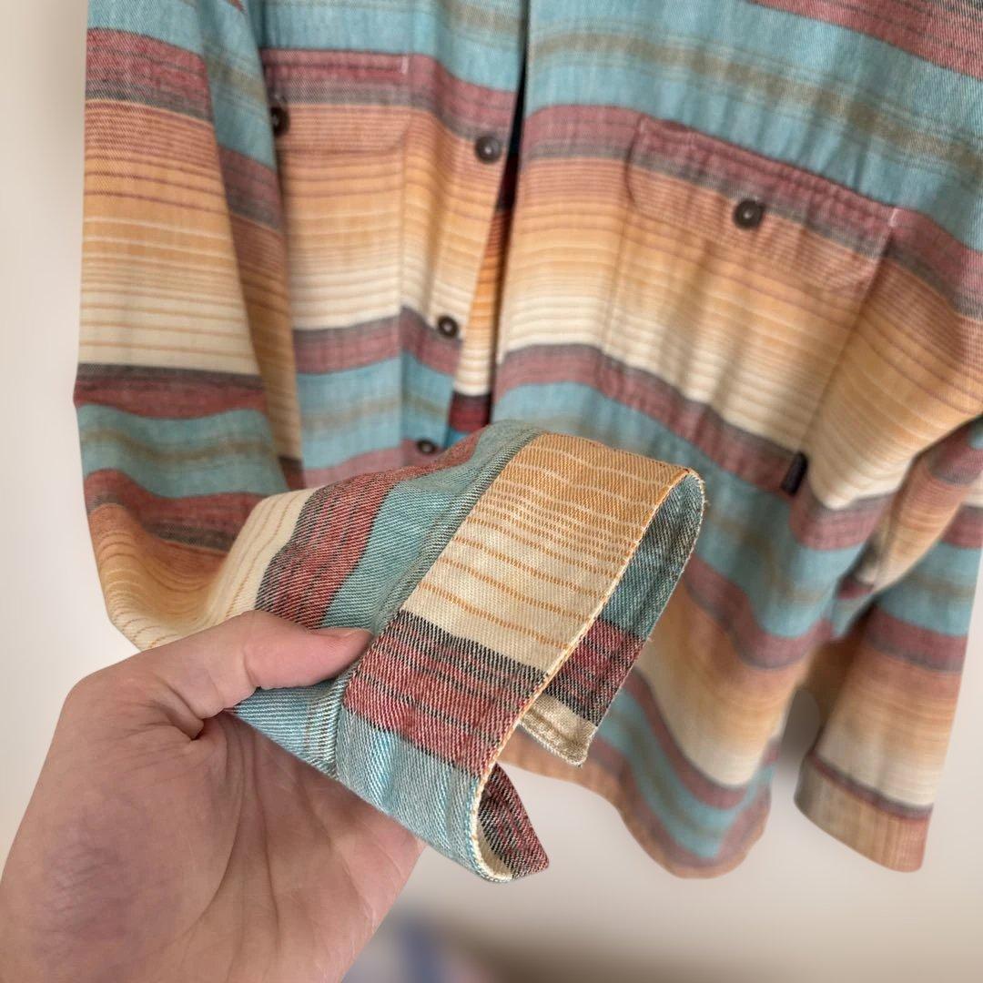 Patagonia ポルトガル製 サニーストライプ ヘビーフランネルシャツ XL