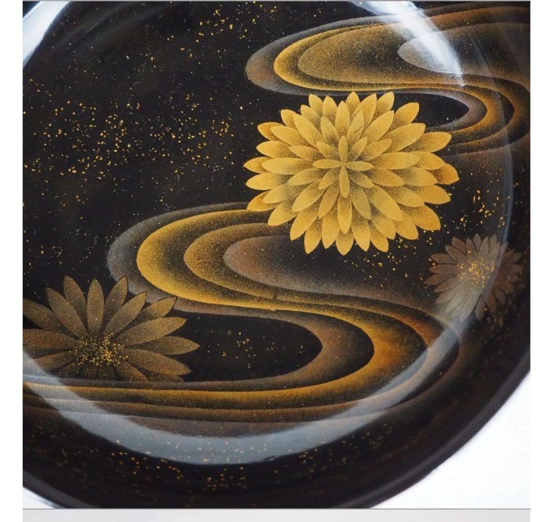 送料無料　江戸～明治日本橋老舗黒江屋　蔦家紋　本塗地散菊花金蒔絵吸物椀10客共箱