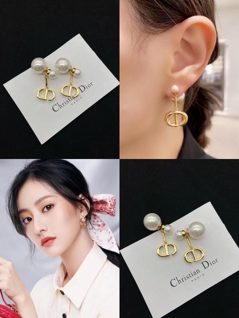 Christian Dior ゴールド パール イヤリング