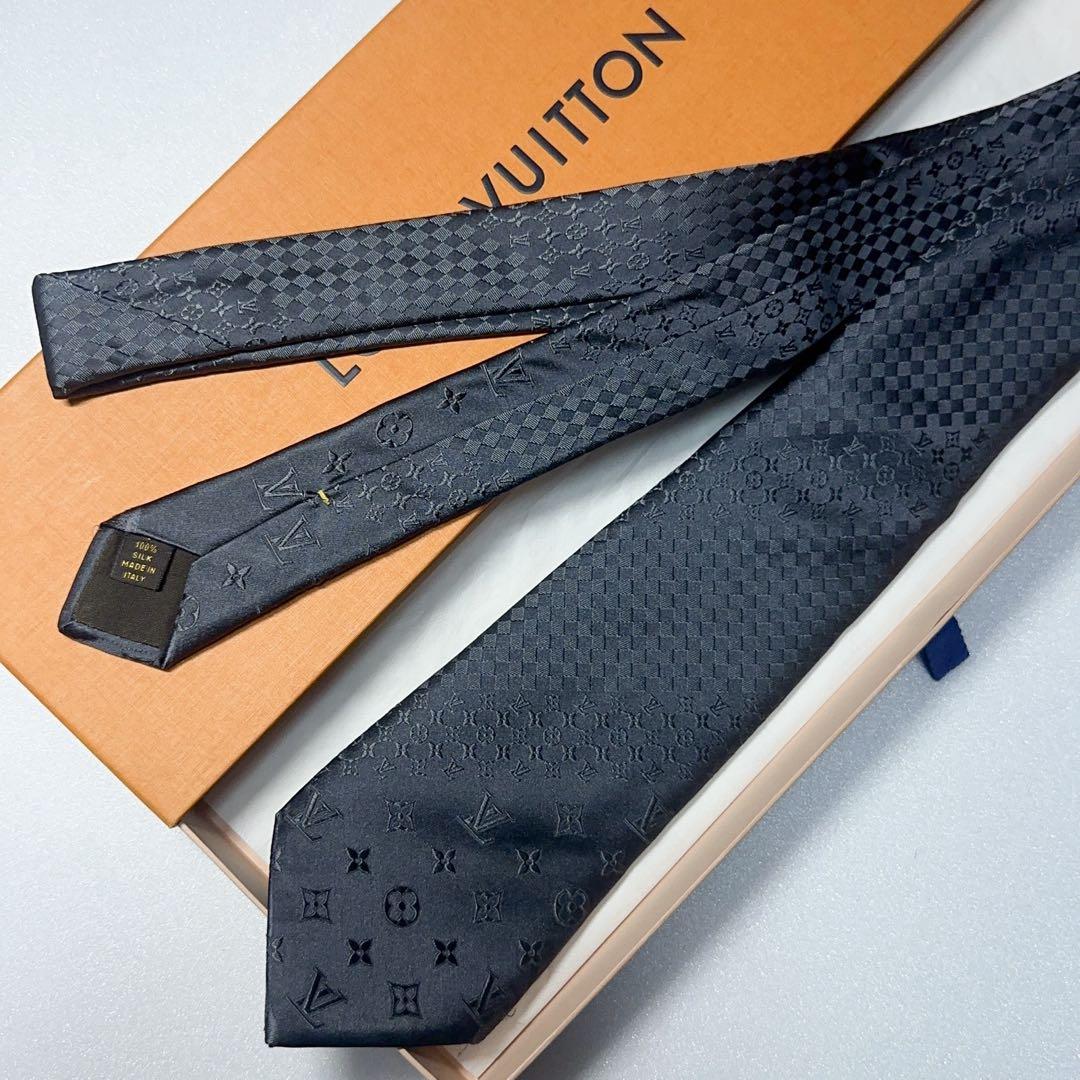 LOUIS VUITTON ルイヴィトン ネクタイ モノグラムダミエ ブラック