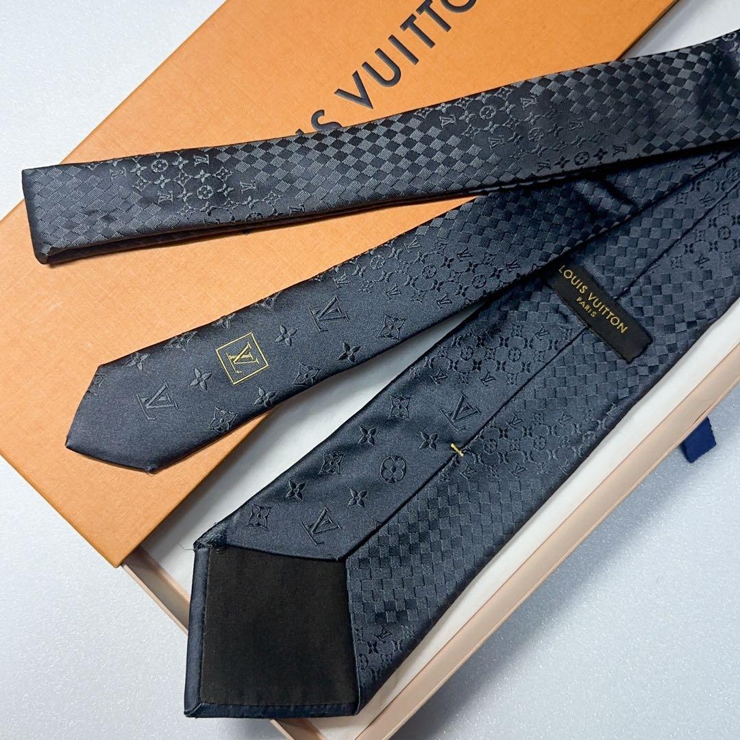 LOUIS VUITTON ルイヴィトン ネクタイ モノグラムダミエ ブラック