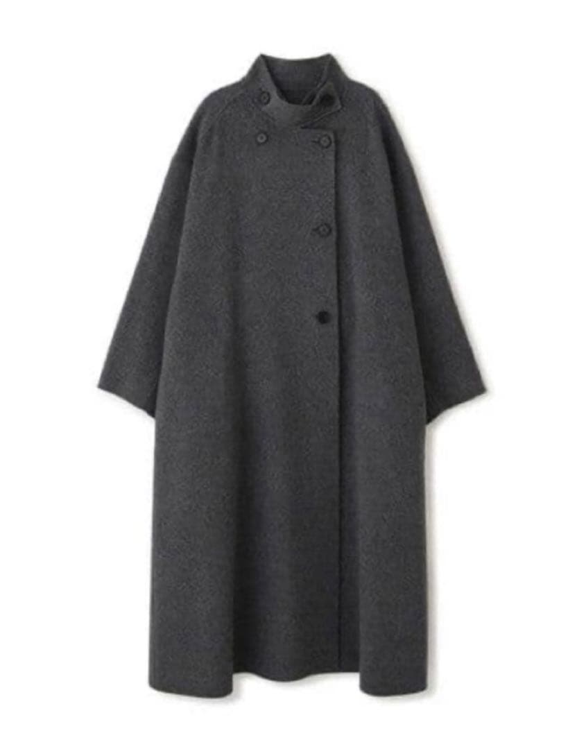 ETRE TOKYO スタンドカラーリバーロングコート GREY Mサイズ