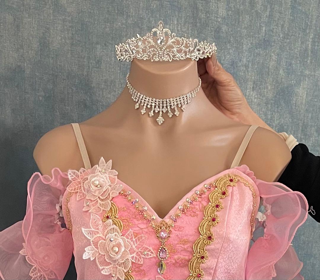 バレエ衣装 大人サイズ 花のワルツなどに 160cm前後 ティアラ.ネックレス付