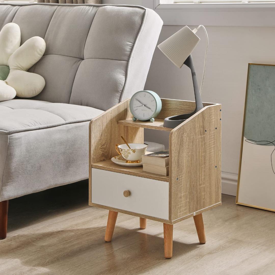 ☆サイドテーブル ナイト ベッド周り収納 多機能 引出し　北欧