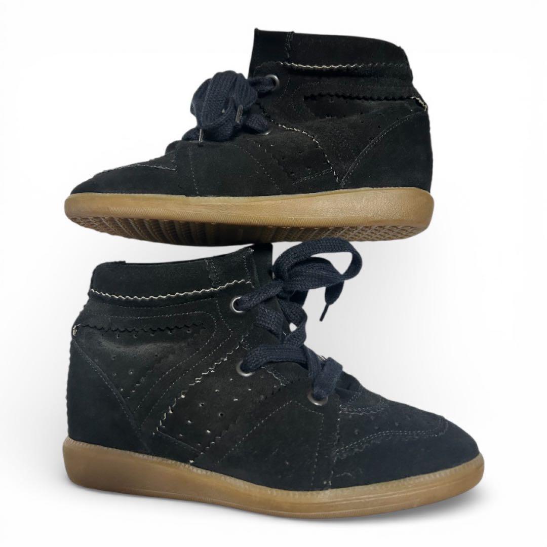 【ISABEL MARANT】黒スエードウェッジヒールスニーカー【美品】24cm
