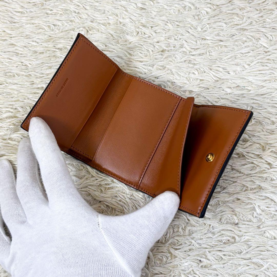 【極美品】セリーヌ 三つ折り財布 トリオンフ マカダム柄 コンパクトウォレット