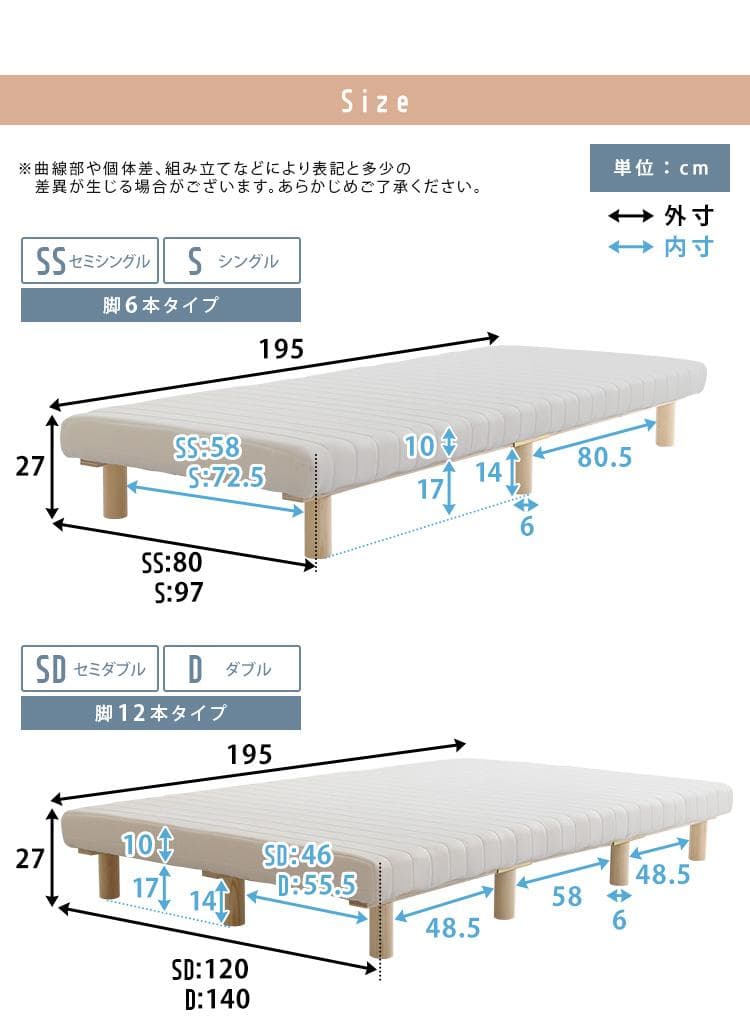 脚付きウレタンロールマットレス ダブルサイズ