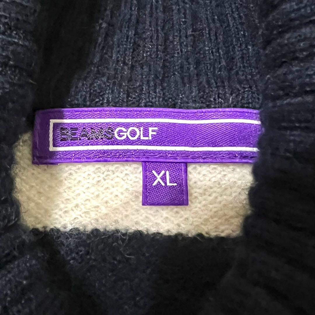 【BEAMS GOLF】 カシミヤ100% スキッパー ボーダーニット XL