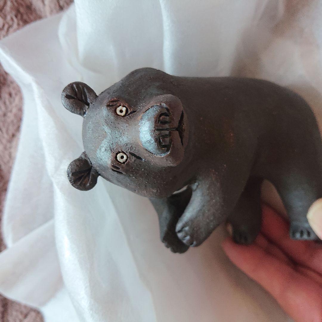 かとうゆみさんクマの陶器置物 カードスタンド