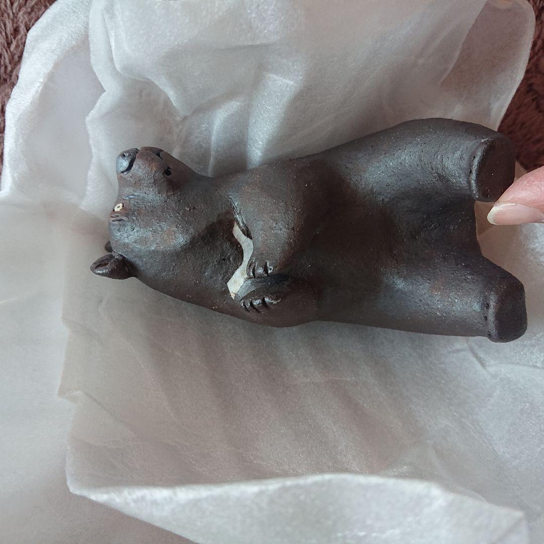 かとうゆみさんクマの陶器置物 カードスタンド