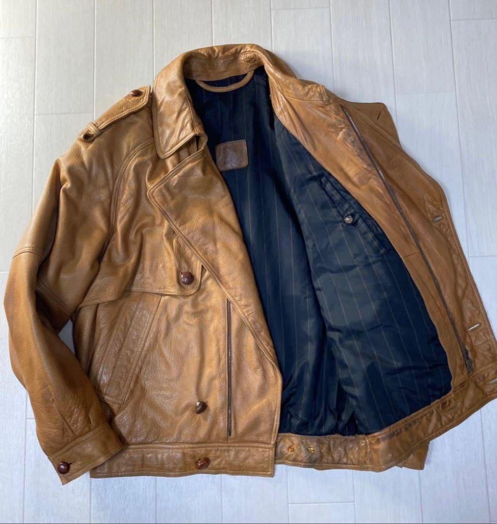ロエベ LOEWEラムスキン レザー ジャケット ブルゾン 50キャメル