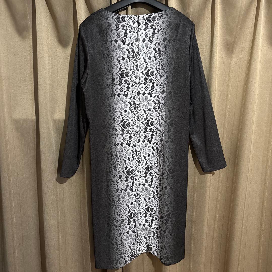 未使用新品　Leilian レリアン　花モチーフ　グラデーション　ワンピ　グレー