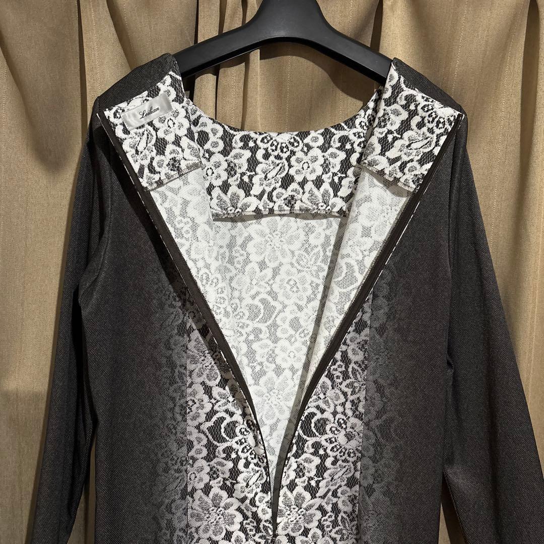 未使用新品　Leilian レリアン　花モチーフ　グラデーション　ワンピ　グレー